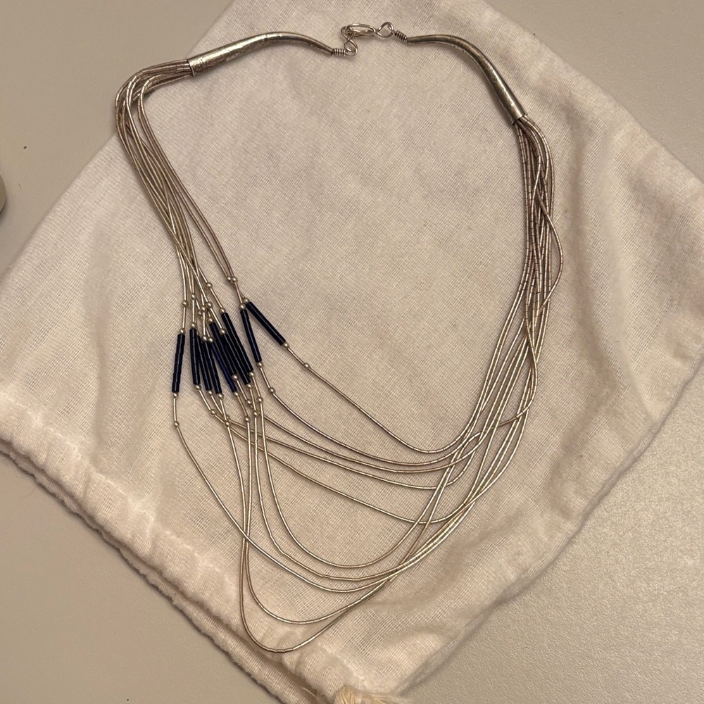 Silver Black/blue Multi-Strand Necklace Sterling Silver 9” from Westfield’s